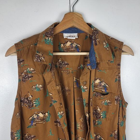 ARIAT Cowgirl Sleeveless Button Up Collared Western Top | Large - Picture 7 of 12